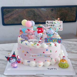 糖果气球派对生日蛋糕