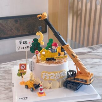 工程车数字生日蛋糕