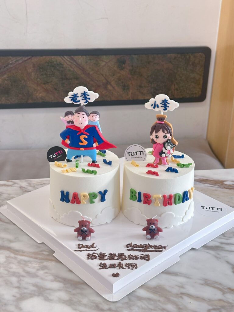 双英雄拼色生日蛋糕
