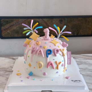 彩色喷泉生日蛋糕