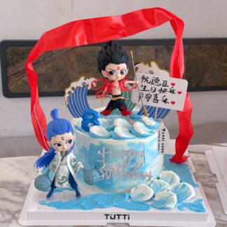 冰雪公主蓝色生日蛋糕