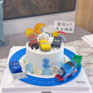 汽车火车轨道生日蛋糕