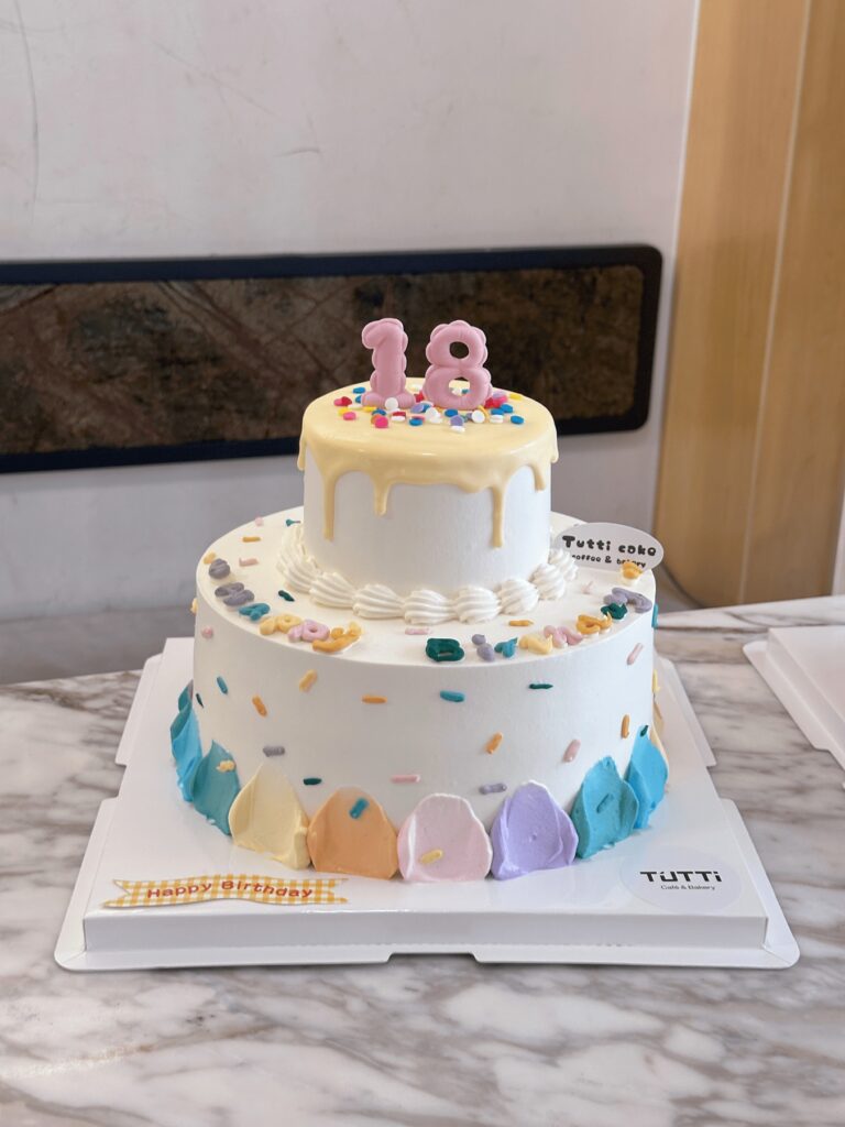 蓝色双层生日蛋糕
