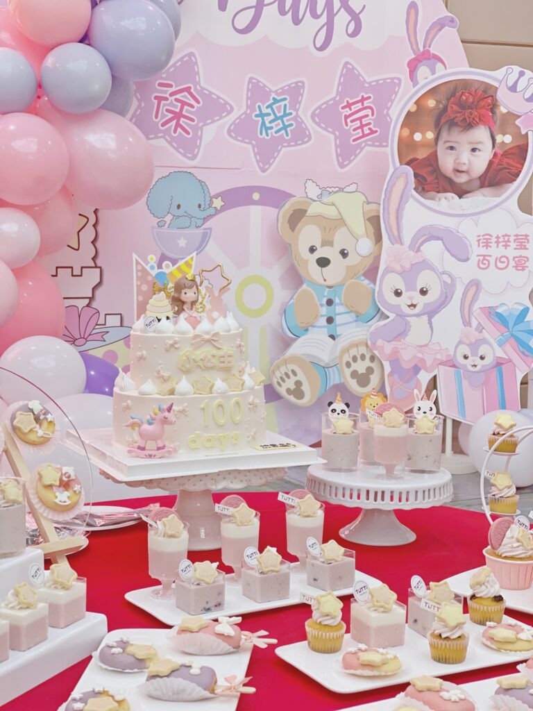 粉色宝宝宴甜品台