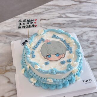 蓝色卡通男宝蛋糕