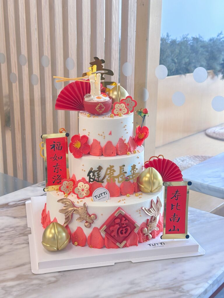 红色国潮双层生日蛋糕