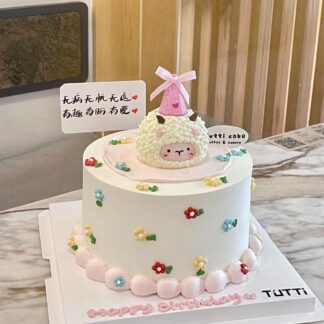 花朵兔子生日蛋糕
