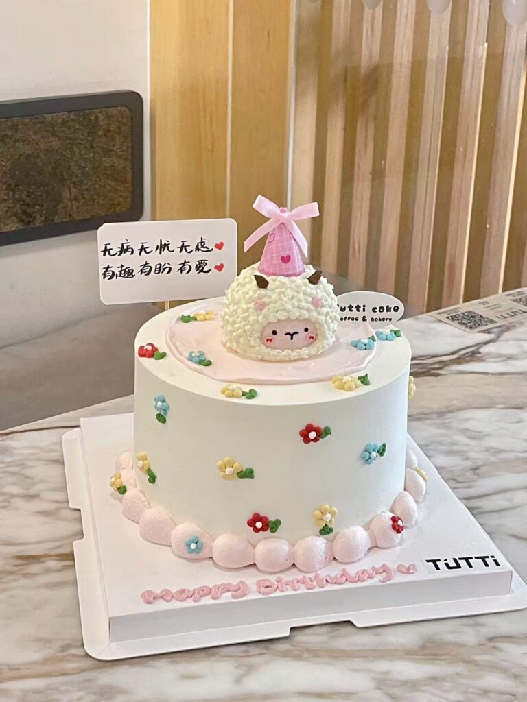花朵兔子生日蛋糕