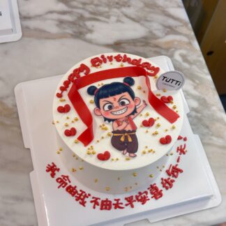 红色卡通手绘蛋糕