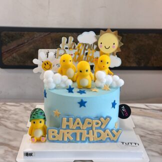 黄色萌宠生日蛋糕